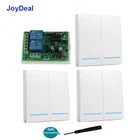 Универсальный беспроводной РЧ-переключатель, 433 МГц, 110 В перем. Тока, 220 В, 2 канала, релейный приемник, модуль, РЧ настенная панель, светодиодный выключатель света