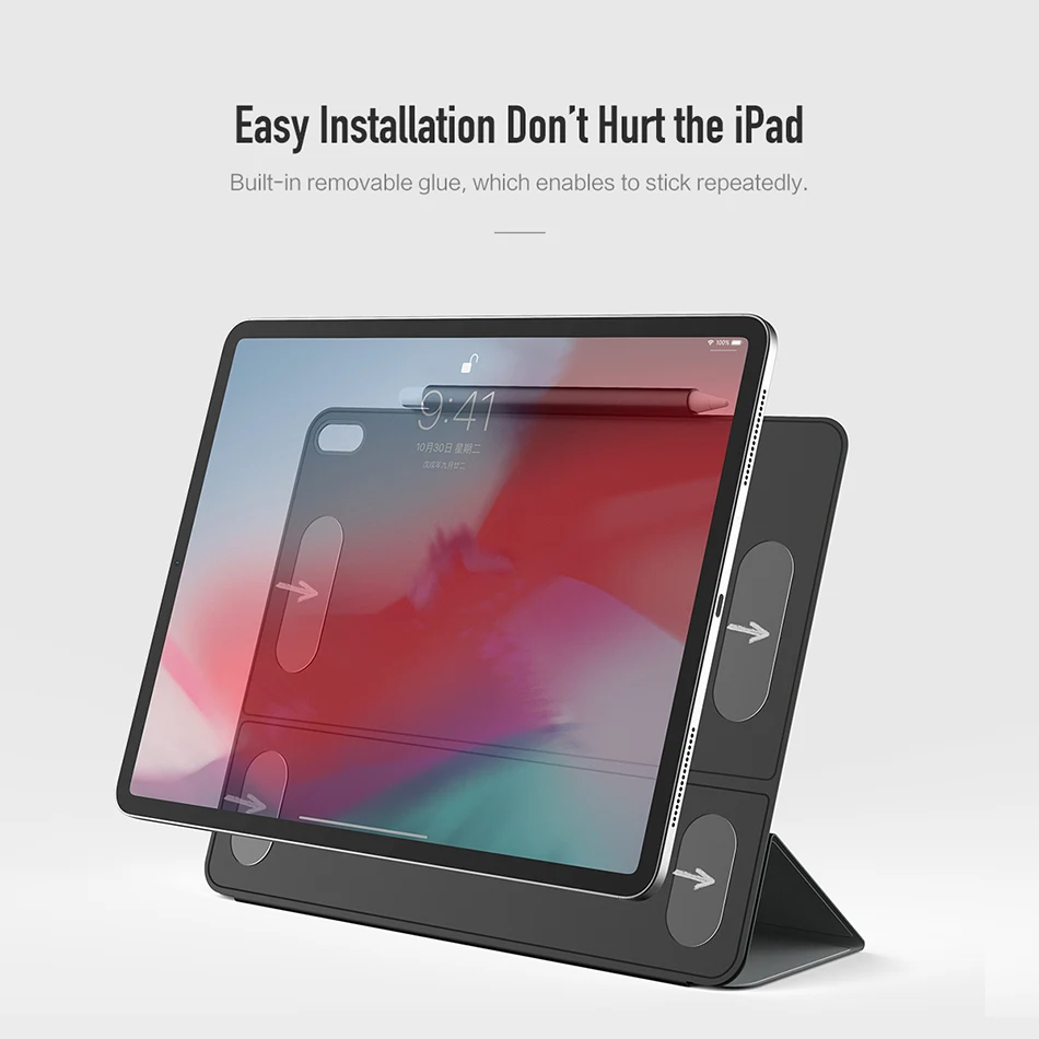 Для iPad Pro 12,9 чехол с карандашом держатель ROCK PU TPU мягкий чехол для магнитного автоматического сна/пробуждения защитный чехол для iPad Pro 11