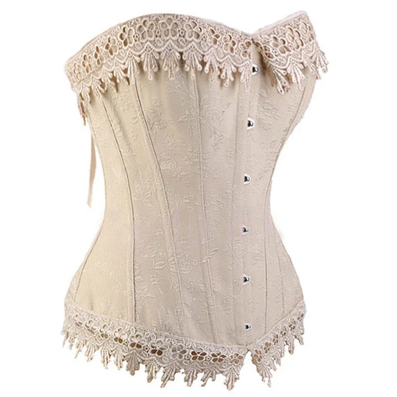 Женский шейный корсет 6XL с кружевной отделкой кремовый розовый баской для талии