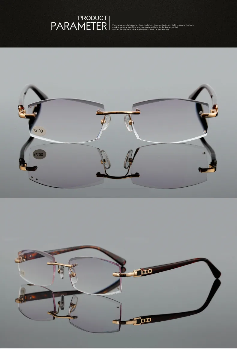 Очки для чтения Mincl высококачественные очки без оправы с алмазной огранкой