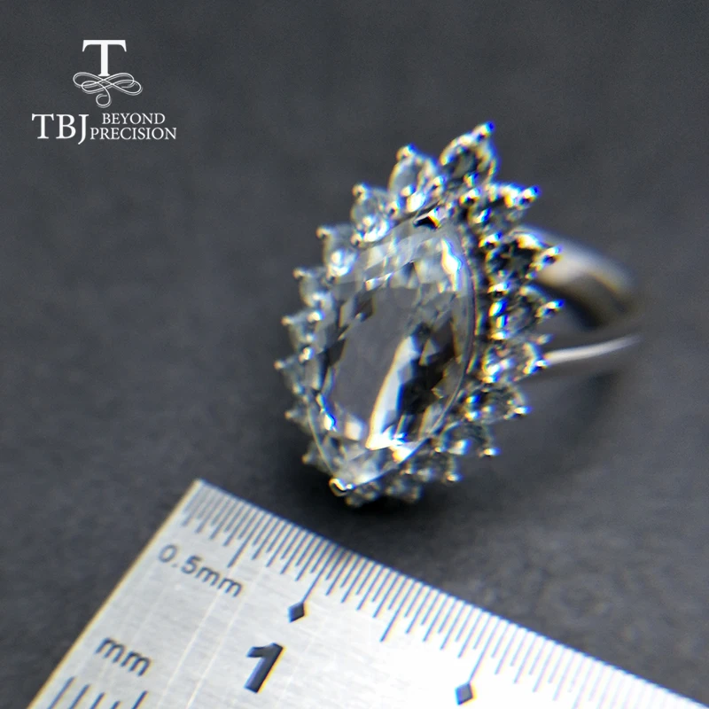 TBJ 100% натуральный бразильский Аквамарин mq8 * 16 мм драгоценный камень кольцо из