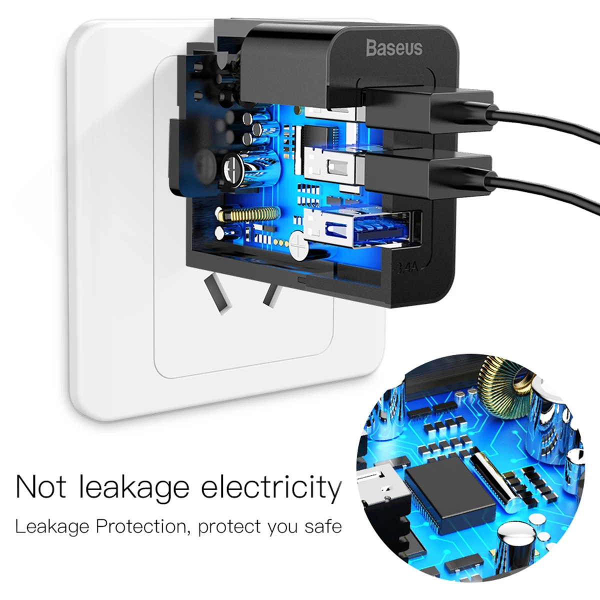 Сетевое зарядное устройство Baseus 3 в 1 с портами USB вилка стандарта ЕС США