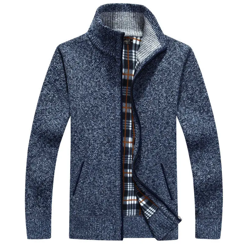 Мужская куртка Осень Зима теплые кашемировые шерстяные куртки на молнии пуловер мужские повседневные трикотажные свитеры пальто плюс размер M-4XL