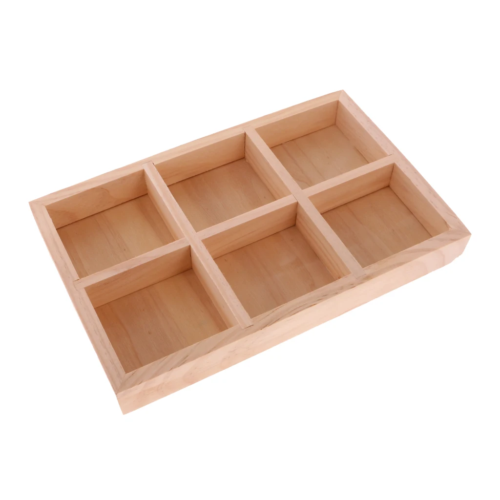 Unpainted Plain Wooden Tiny Tool Jewllery Storage Box 6 Grids Keepsake Gift | Украшения и аксессуары