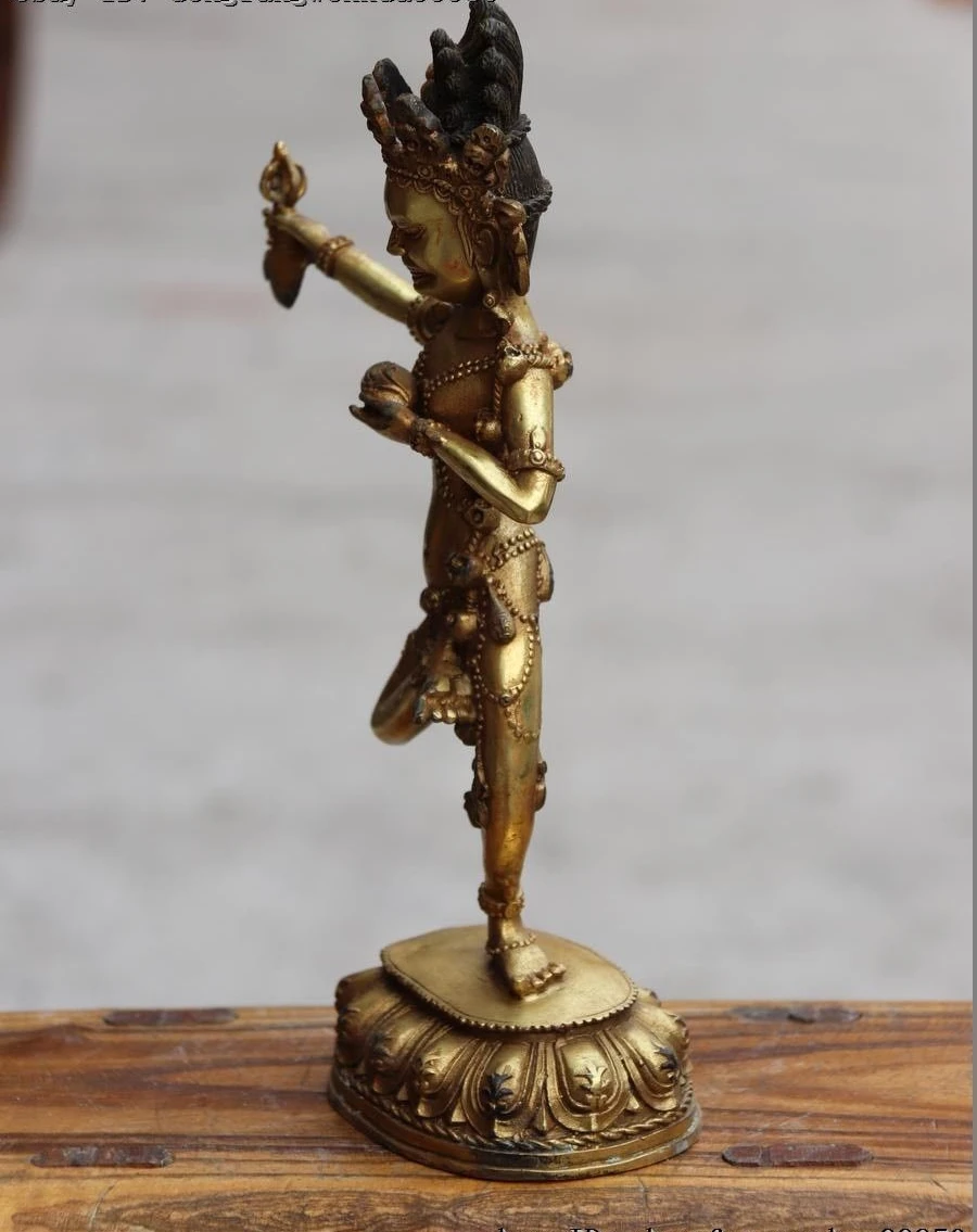Тибетский буддизм Старая Бронза Медь Gild Mahakala Dakini Vajravarahi статуя Будды | Дом и сад