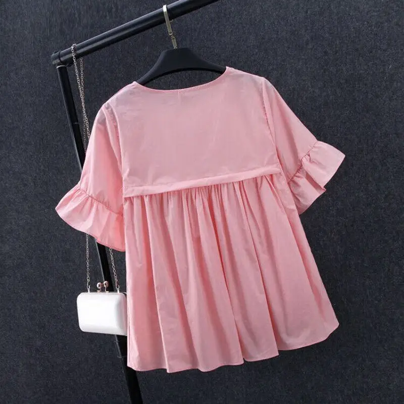 Модный милый летний женский Повседневный пуловер с коротким рукавом и круглым