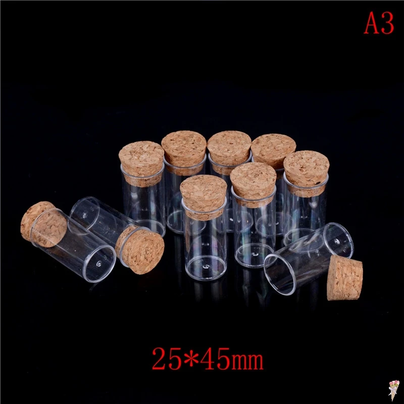 10pcs 21x45mm Portable Transparent Plastic Perfume Small Mini Empty Bottle with wooden cover |