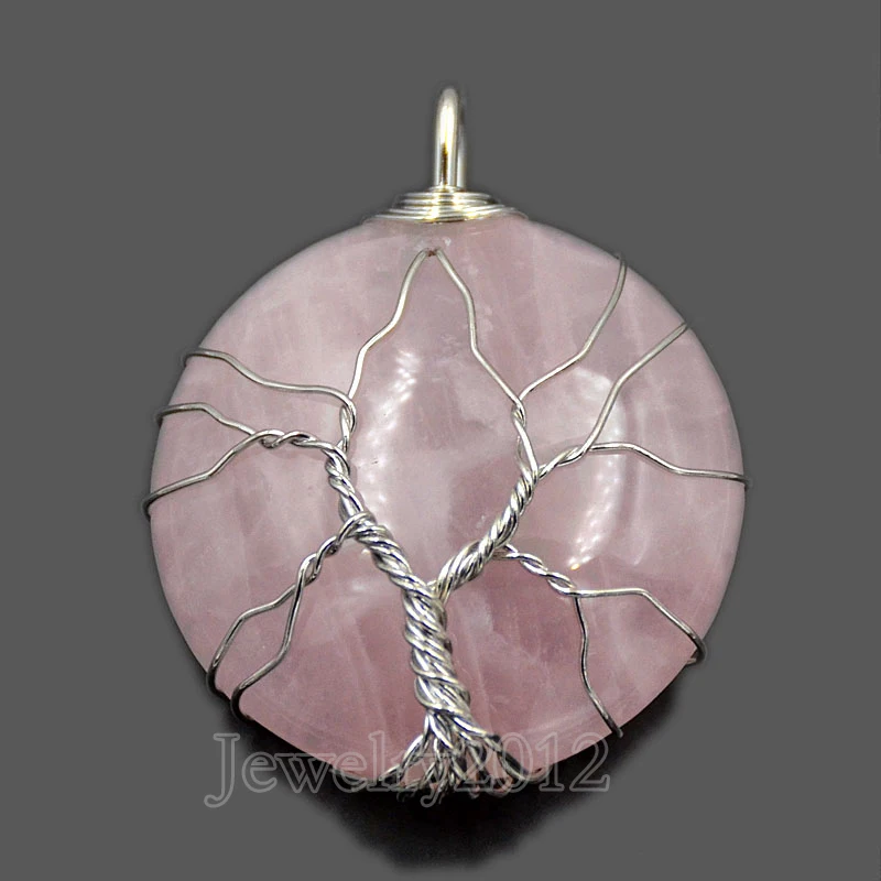 Круглые серебряные натуральные драгоценные камни 5 шт./лот розовая Кварта-z 34 мм