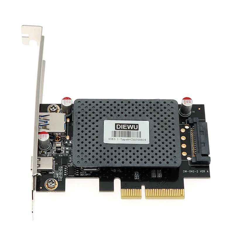 Карта расширения USB3.1 Type A + C PCI E с 15 контактами SATA Power 10 Гбит/с адаптер ASM1142 чип pcie pci