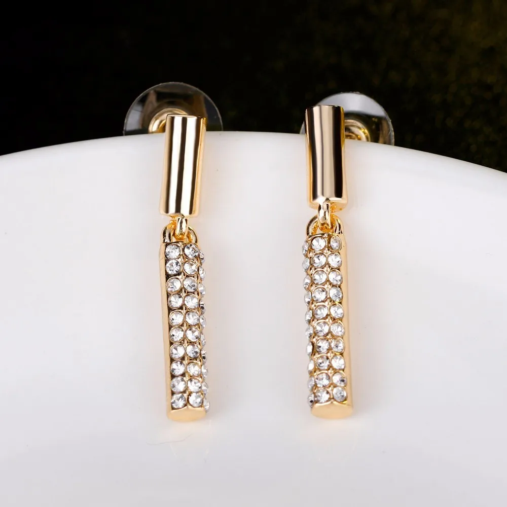 Модные Золотой цилиндрические Геометрия горный хрусталь Цепочки и ожерелья