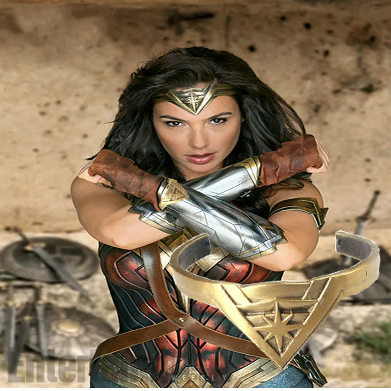 Wonder Woman напульсники нарукавники перчатки головные уборы обруч для волос, браслет, набор костюмов косплей из фильма реквизит аксессуары