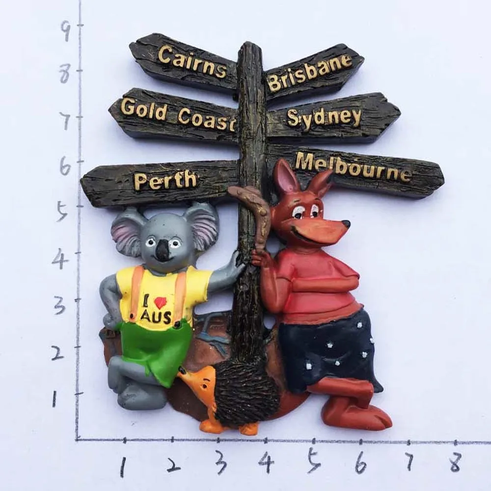 Cute Australia Fridge Magnet Souvenir Koala Kangaroo Road Sign Perth