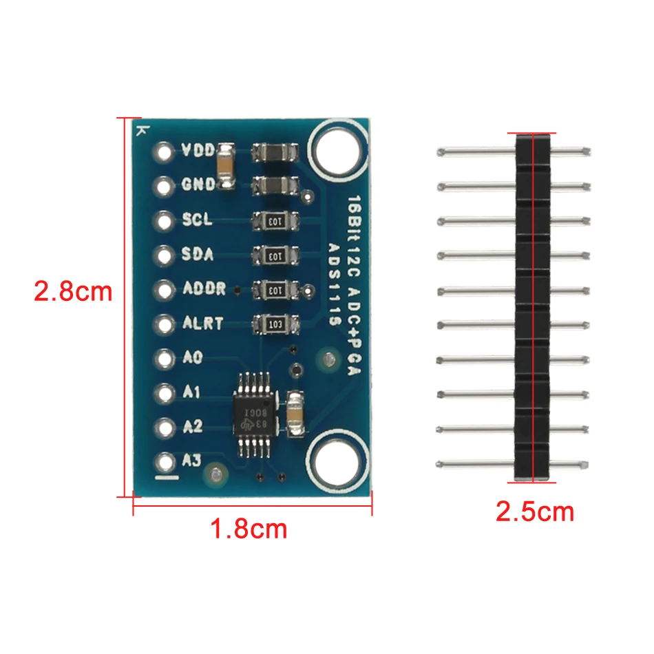 I2C ADS1115 16 бит ADC 4 канальный модуль с программируемым усилителем усиления 2 0 в до 5