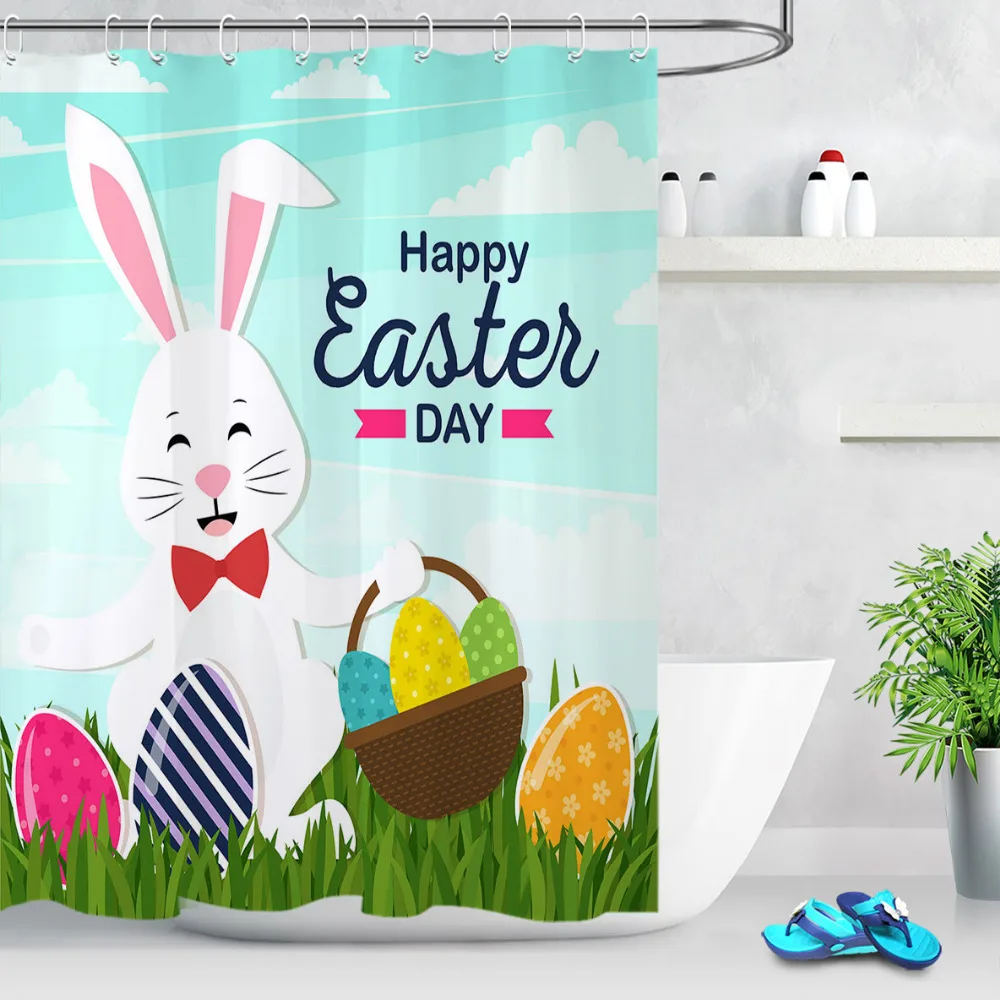 LB Happy Easter Day занавески для душа Ванная комната коврик набор трава милый кролик