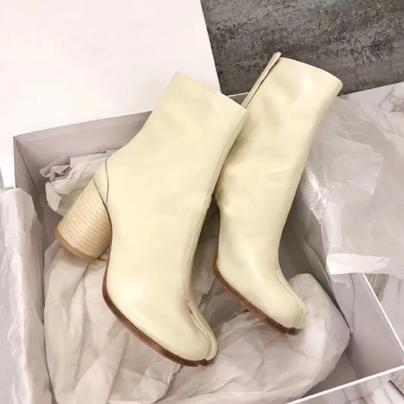 off yellow leather Luchfive/светоотражающие женские ботинки из лакированной кожи с блестящим лазерным носком; модные водонепроницаемые ботильоны на высоком толстом каблуке - Цвет: off yellow leather