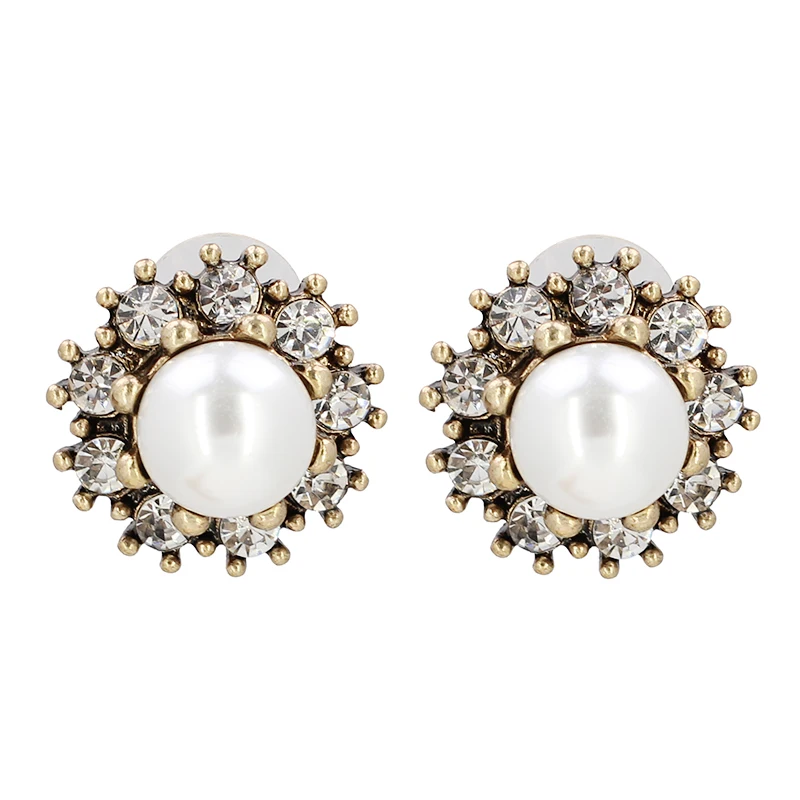 

2022 HOT NEW Women's Fashion Crystal Simulated-pearl Earrings Which is Sweety Push-back Stud Earring For Women And Girls