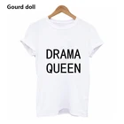 Новинка, модная женская рубашка в стиле харадзюкут, с коротким рукавом и надписью QUEEN, женская черная Милая одежда с круглым вырезом, топы