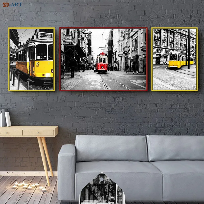 Уличная живопись холст серия города настенное искусство черно белый пейзаж