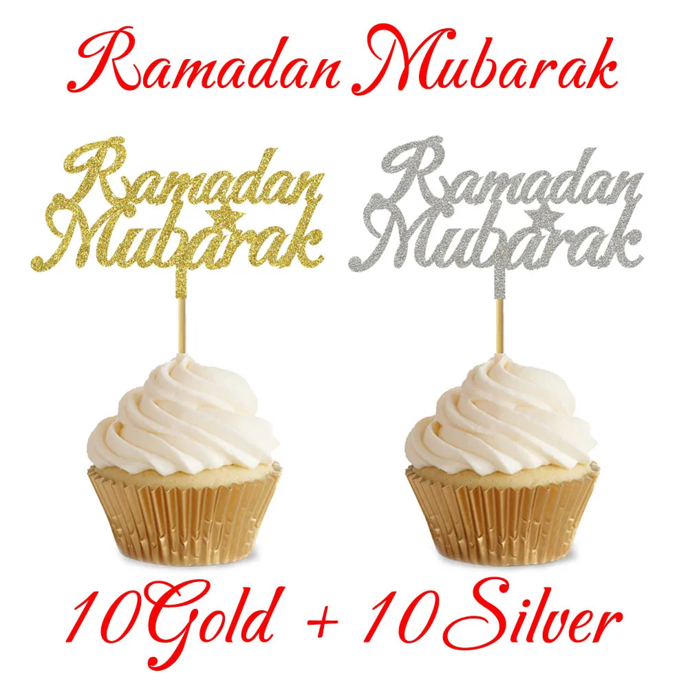 Ramadan Mubarak 20 шт 3x5 дюймов Eid украшения для кексов Nikkah Mubarak Eid Mubarak Hajj Mubarak Umrah Mubarak украшения для кексов для Eid al-Fitr украшения - Цвет: Ramadan Mubarak