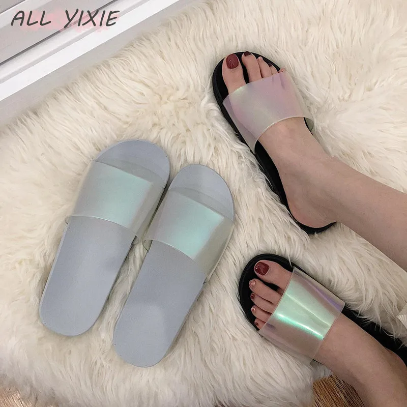 Все YIXIE2019 летние новые модные женские тапочки повседневные радужные шлепанцы на