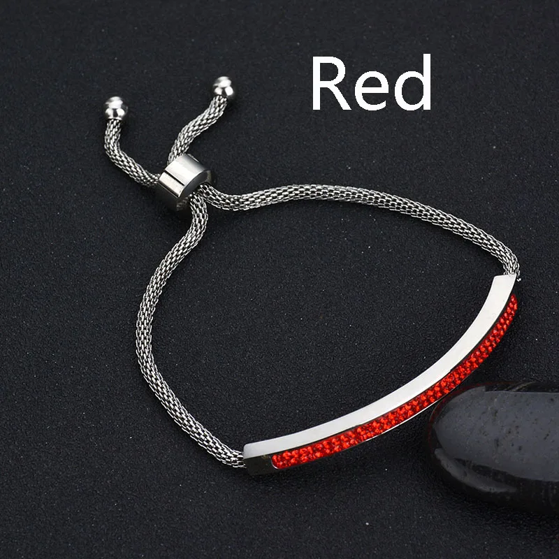 Red ELSEMODE BlingBling кристалл Регулируемый Титановый стальной браслет для женщин с двумя рядами кристаллов свадебный браслет синий розовый ювелирные изделия - Окраска металла: Red