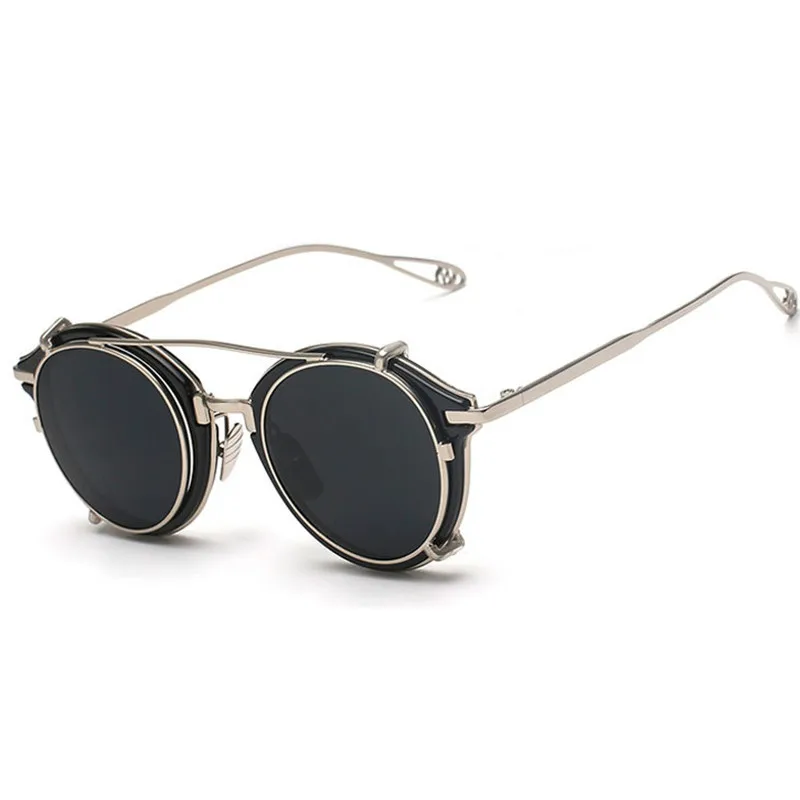 Модные круглые солнцезащитные очки в стиле стимпанк для женщин и мужчин