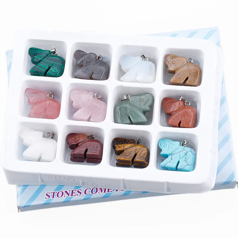 2017 Резьба Амулет подвеска многоцветный Лаки ожерелья подвески мода Слон камень