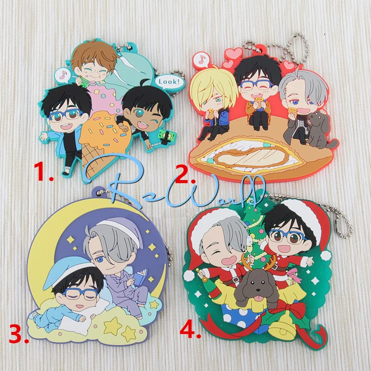 Yuri! На льду аниме Nikiforov Victor Katsuki Yuuri Plisetsky Yuri Merry Christmas X'mas резиновый брелок|yuri