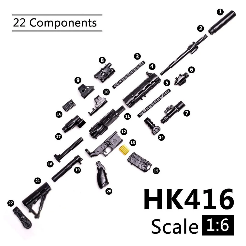Масштаб 1:6 масштаб 1/6 сборная экшн фигурка винтовка HK416 модель пистолета 1/100