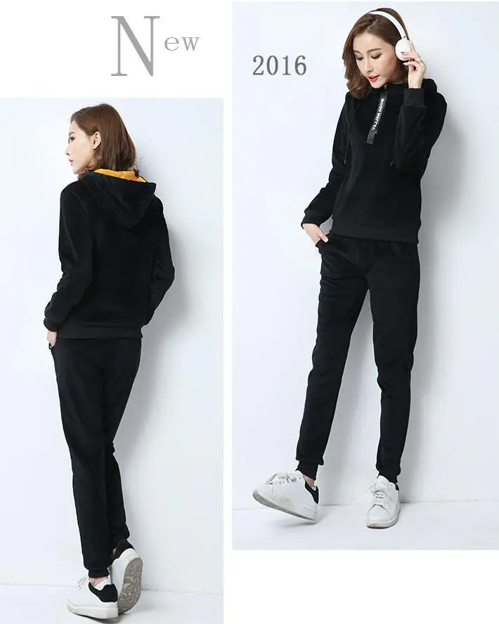 Женский Бархатный спортивный костюм RLYAEIZ толстовка с капюшоном и штаны