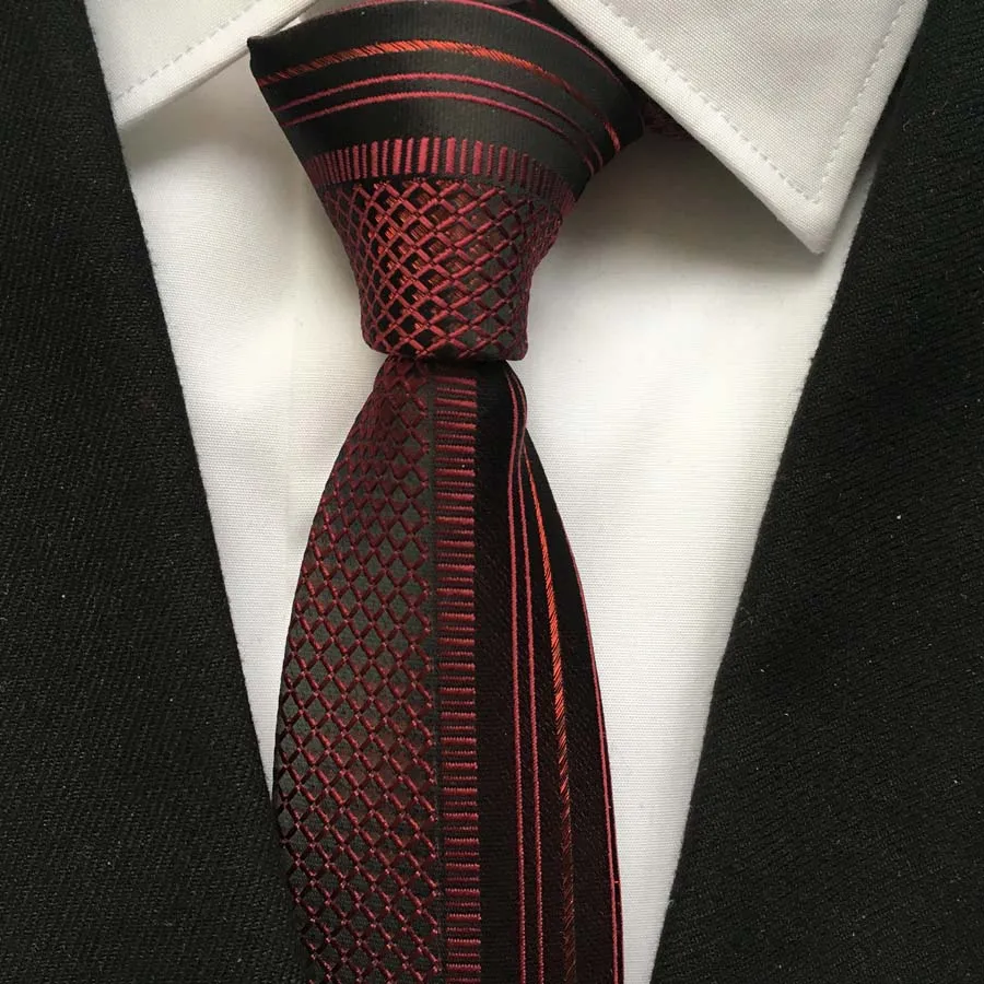 Уникальный узкий галстук рубашка красный с геометрическим рисунком в полоску
