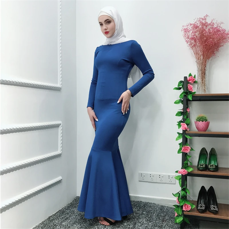 2020 роскошное черное мусульманское платье Элегантная синяя мусульманская одежда