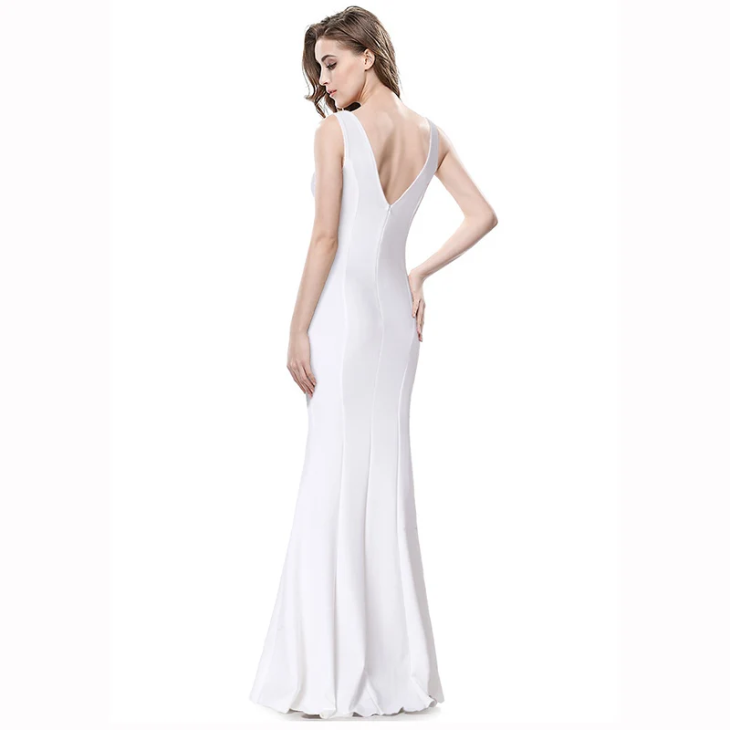 Женское платье с V-образным вырезом без рукавов | Женская одежда