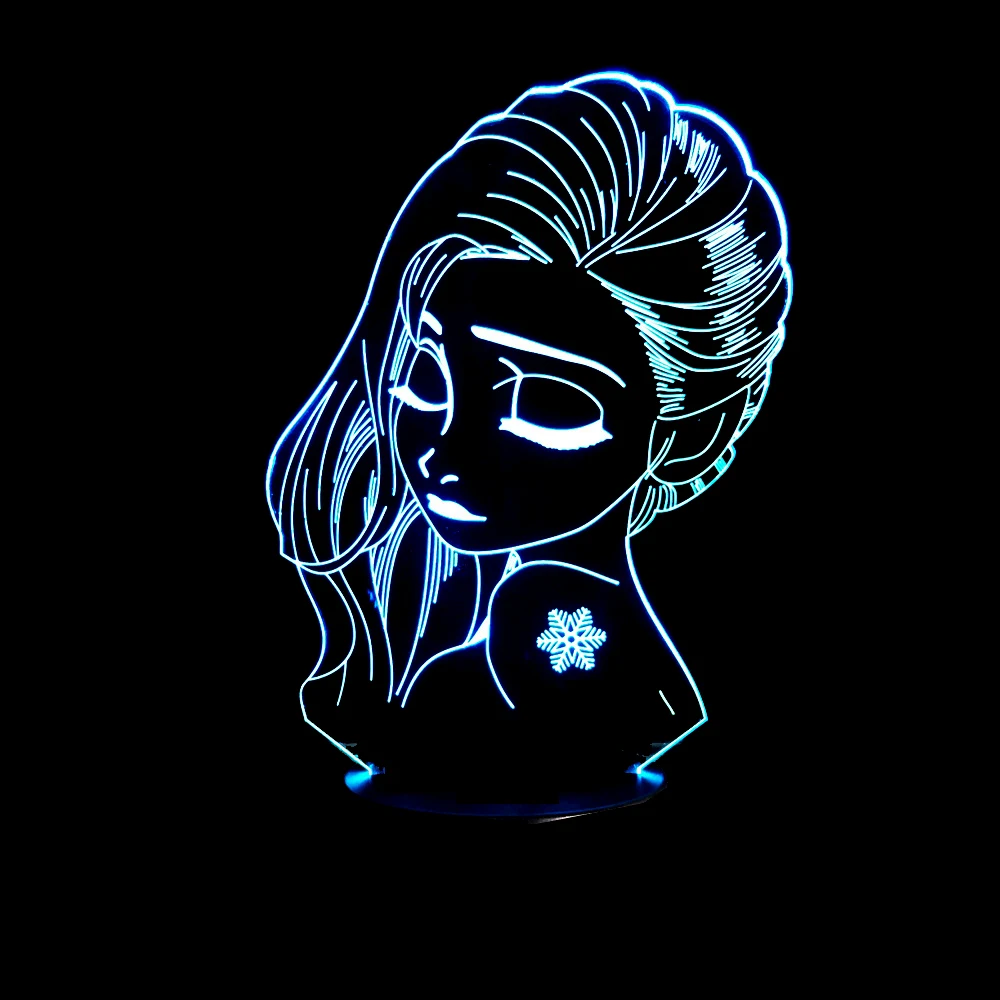 Мультяшная фигурка 3D USB светодиодный ная лампа 7 цветов изменение настроения