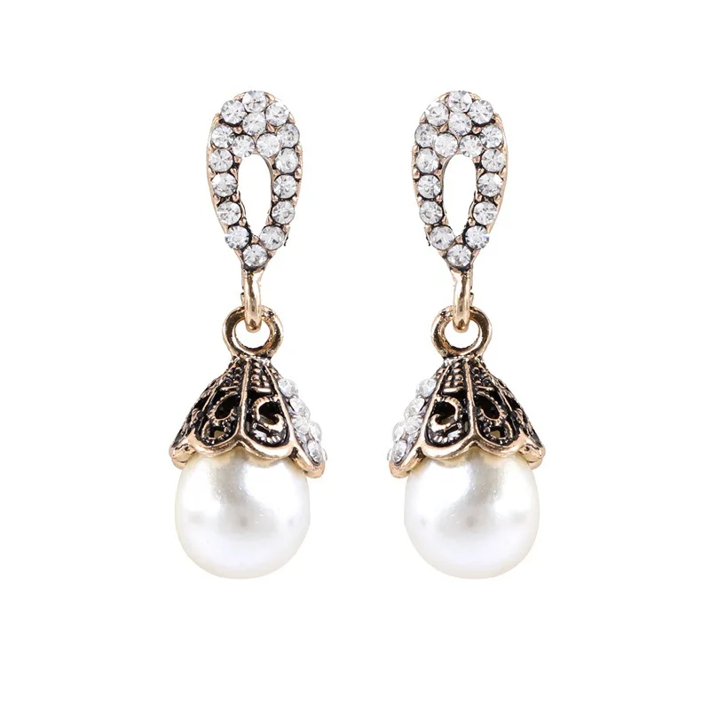 Vintage Jewelry Gray/White Imitation Pearl Earrings Women Wedding Earings | Украшения и аксессуары