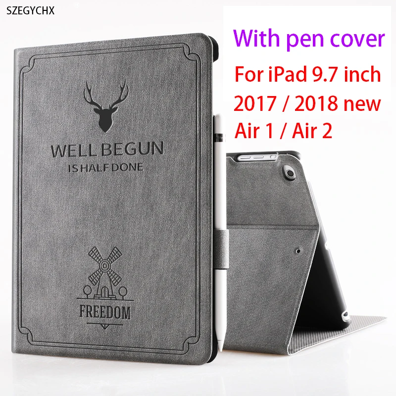 Чехол с держателем карандаша для iPad 9 7 Air 1 air 2 2017 5th 2018 6th Generation Folio Silicone Smart case Auto Wake