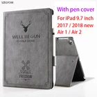Чехол с держателем карандаша для iPad 9,7 Air 1 air 2 2017 5th 2018 6th Generation Folio Silicone Smart case Auto Wake Funda