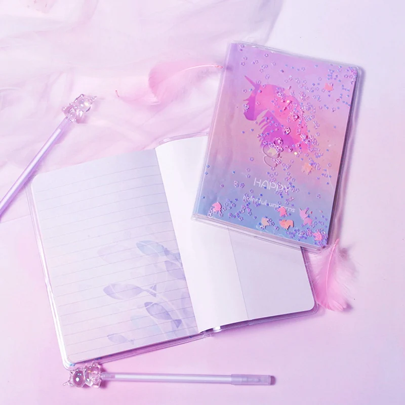 Unicorn Notebook Set Cute Cartoon Note Book With Gel Pen Diary Day Planner Kawaii Journal Stationery Gift School Supplies