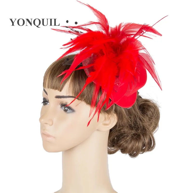 Несколько Цвет кринолин свадебные перо увлекательные мини цилиндр