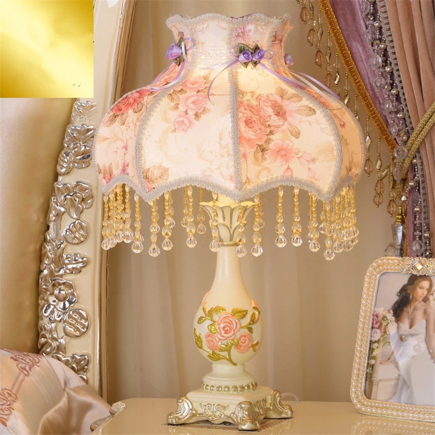 Европейские розовые свадебные настольные лампы романтические тканевые
