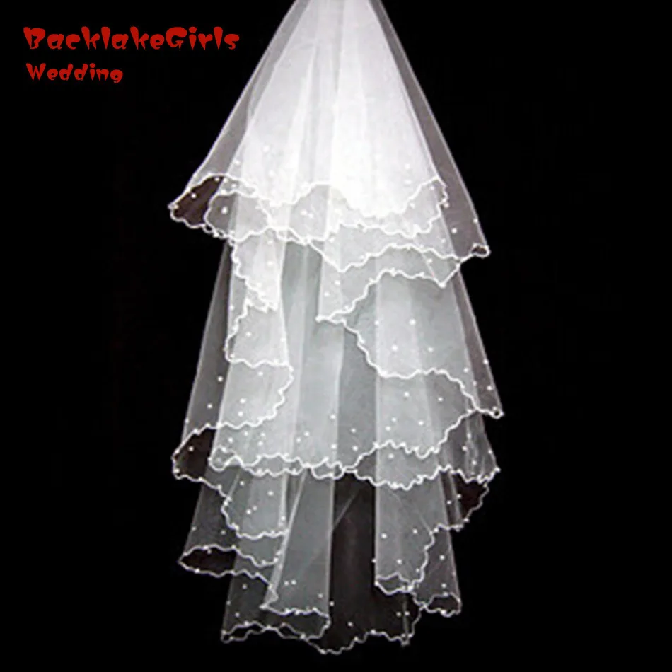 Белый два Слои Оптовая бисероплетение зубчатый край слоновой кости Свадебная