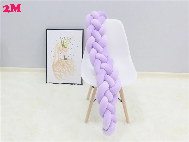 2M purple Детская кровать бампер коса новорожденная кровать бампер длинная завязанная подушка детская кровать бампер узел кроватка Детская комната Декор 4 пряди детская кровать узел - Цвет: 2M purple