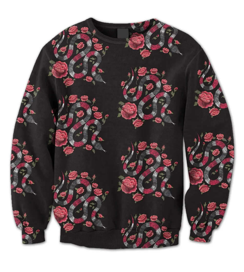 

Роскошный свитшот в американском стиле с 3D-принтом змеи и круглым вырезом, большие размеры 3XL 4XL 5XL 6XL