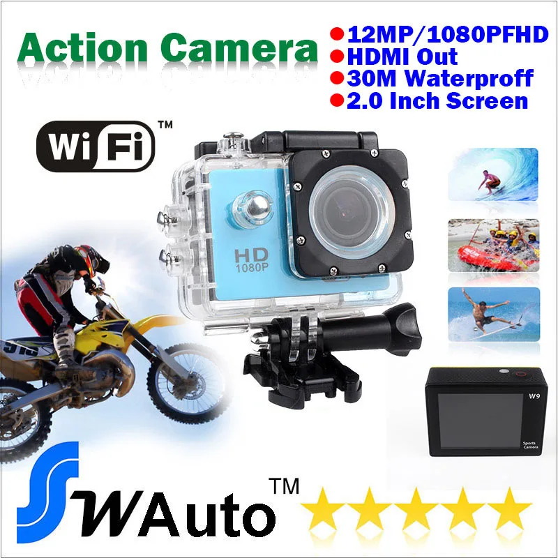 Автомобильный видеорегистратор рекордер WIFI Экшн-камера W9 12MP CMOS Full HD 1080P 30FPS 2 0