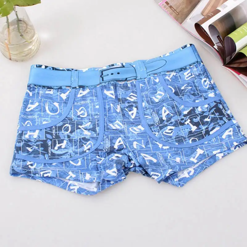 Cotton Underwear 5pcs/pack Mens Boxer Shorts 3D Belt Printed Bottoms Fashion Homme Cueca Breathable Males Underpants Underwear