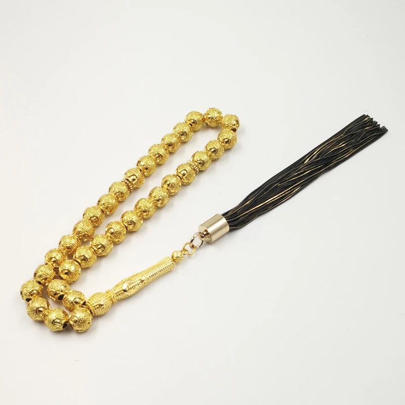 Фото Золотой Tasbih, профессиональный магазин misbaha, 33 молитвенные бусины, ранний браслет, исламский Яркий яркий браслет №4