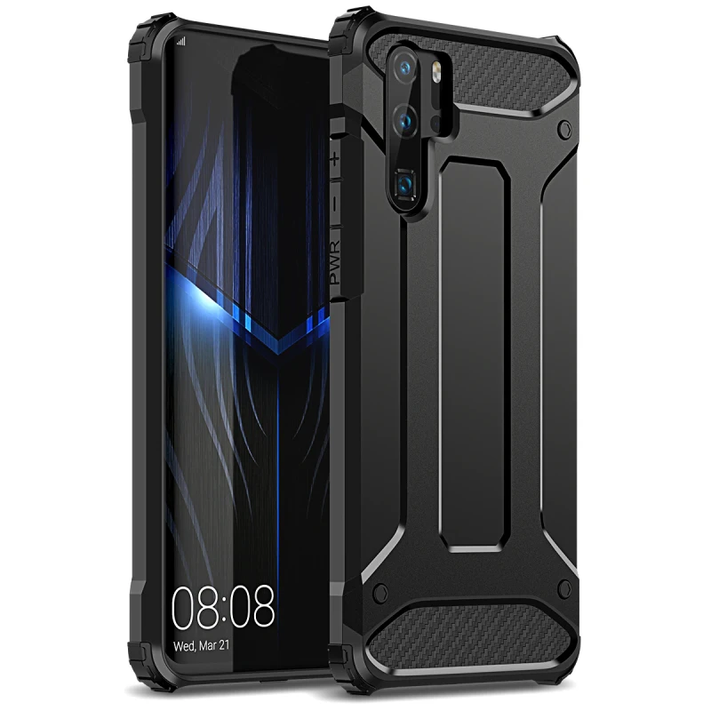 Жесткий чехол из поликарбоната для huawei P30 lite Pro P20 lite, двойная защита, противоударный бампер чехол для huawei P smart, черный чехол