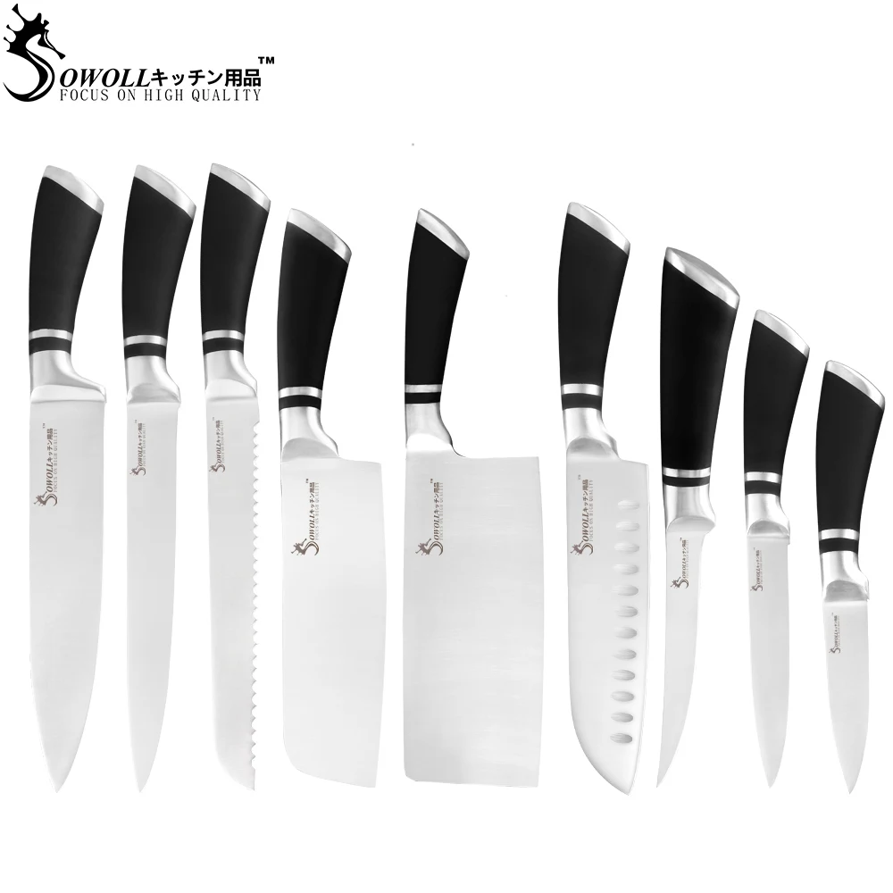9 pcs knives set Бренд sowoll кухонные инструменты высокого качества набор ножей из нержавеющей стали японский кухонный нож очень острый Santoku кухонные ножи шеф-повара - Цвет: 9 pcs knives set