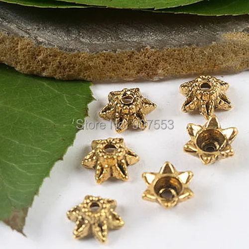 

100pcs dark gold-tone flower design bead caps h2113