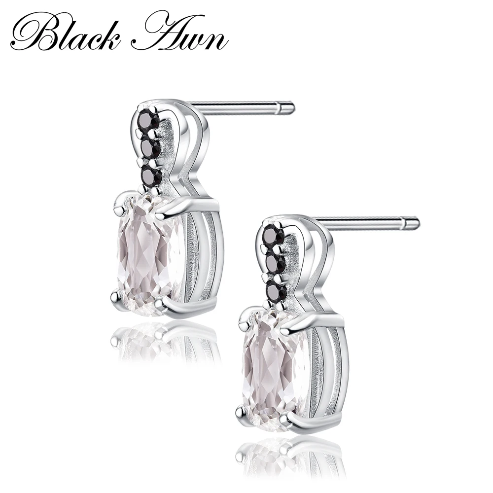 

[BLACK AWN] 925 Sterling Silver Fine Jewelry Sets Trendy Engagement Wedding Necklace+Earring for Women PT160